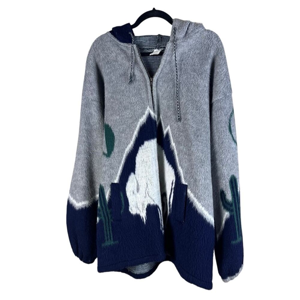 Aguilas 90s Y2K Artesanias Sweater Jacket Tribal Ecuador Fuzzy Alpaca Indigenous - Picture 3 of 11